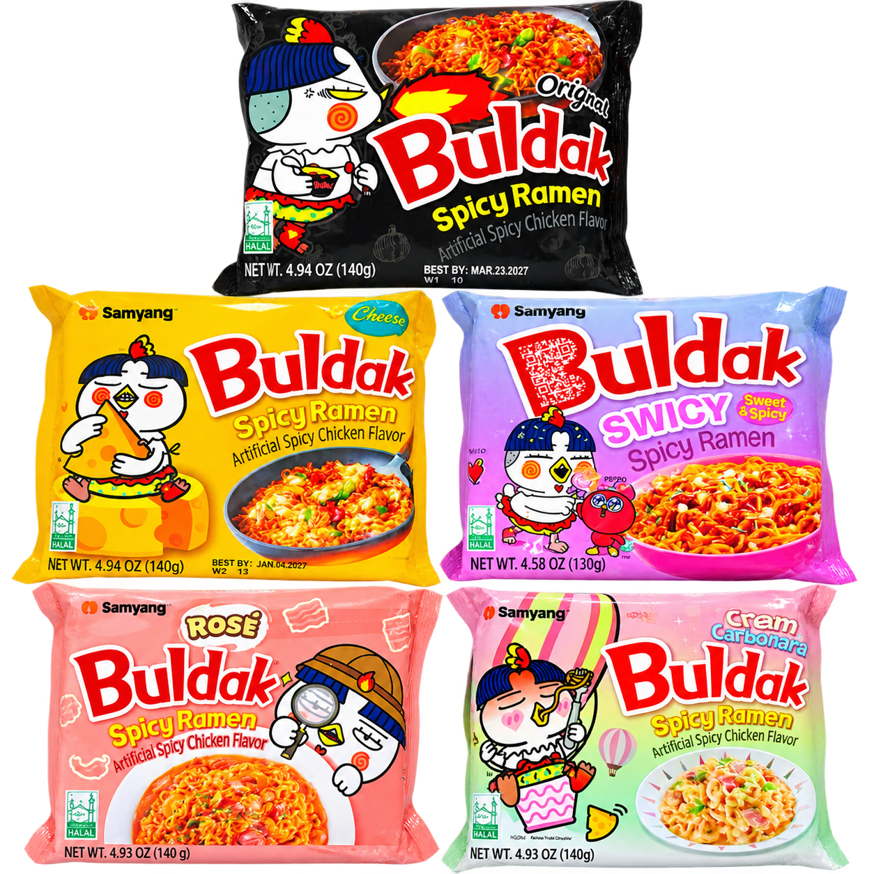 Buldak Spicy Ramen Variety Bundle – 5 Flavors | Samyang Korean Instant Noodles