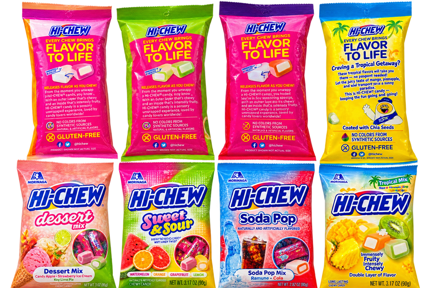 HI-CHEW Variety Bundle – 4 Bags | Dessert, Sweet & Sour, Soda Pop & Tropical Mix
